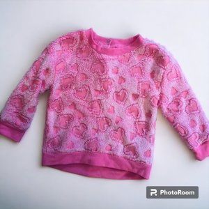 Fuzzy Pink Heart Sweater Size 12-18 Months